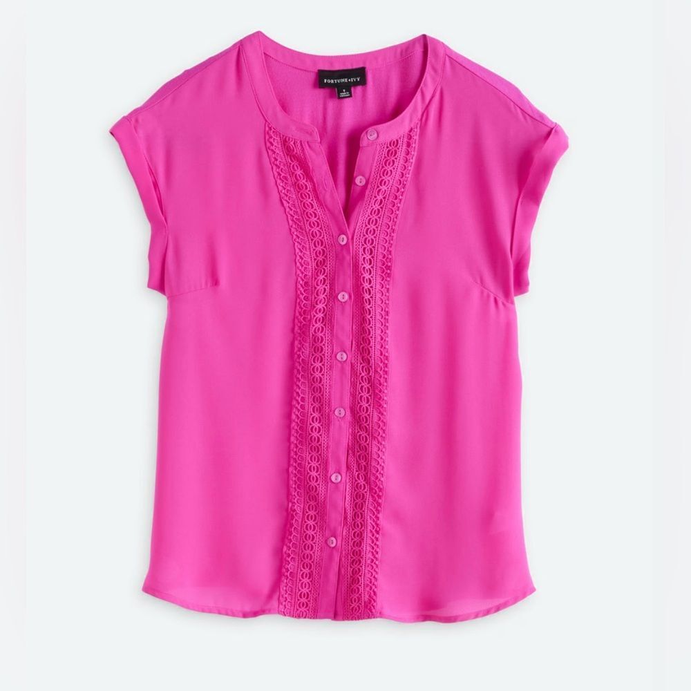 NWT SZ L *Stitch Fix* Fortune & Ivy Arabelle Button Down Blouse - Picture 2 of 4